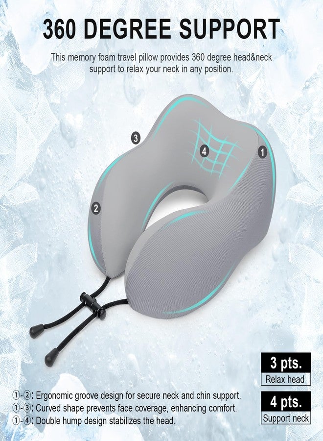 urnexttour Travel Pillow for Airplane Memory Foam Neck Pillow, Soft & Support Travel Pillow with Storage Bag for Travelling, Sleeping Rest, Car, Train and Home Use (Grey) - Image 2